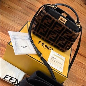 Fendi Black and Brown Satchel